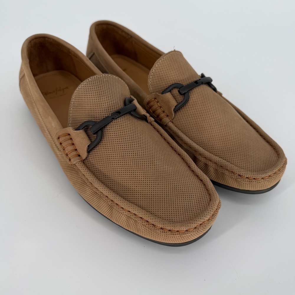 Alan Payne Mens Tan Como Perforated Suede Driving Loafers Bit Detail 11.5 10308